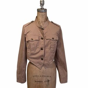 Libertine For Target Women's Tan Military Style Jacket Y2K Back Bird Graphic M